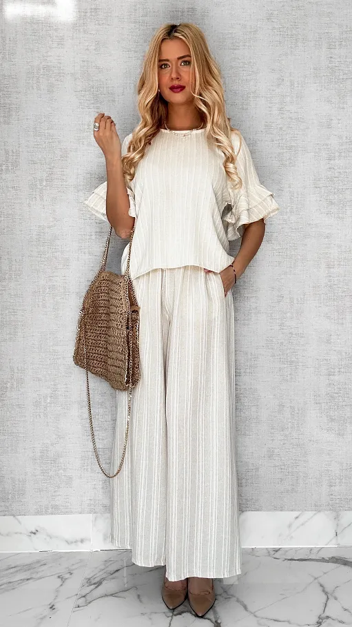 Elegancki letni komplet BOHO ze złotą nitką ONE SIZE - P623
