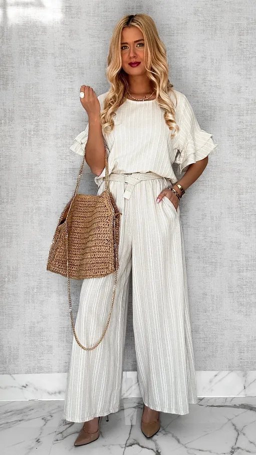 Elegancki letni komplet BOHO ze złotą nitką ONE SIZE - P623