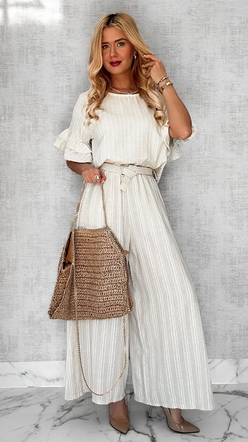 Elegancki letni komplet BOHO ze złotą nitką ONE SIZE - P623
