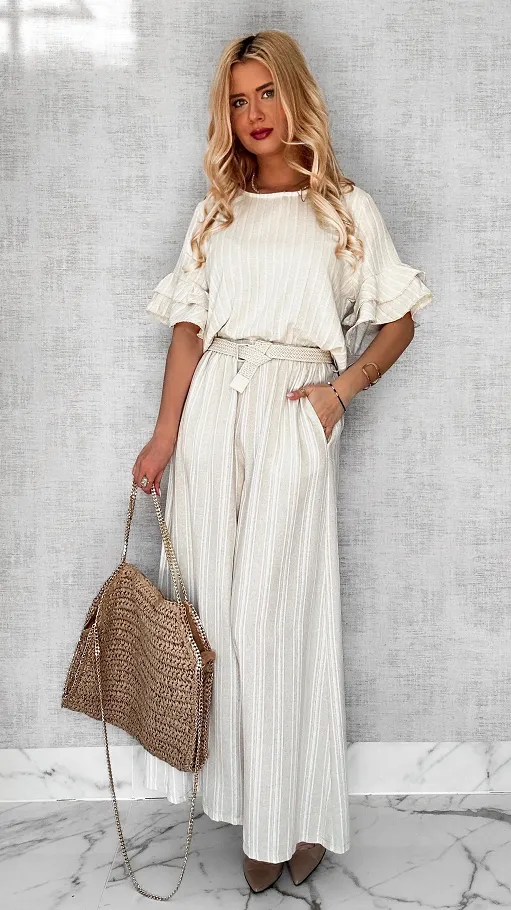 Elegancki letni komplet BOHO ze złotą nitką ONE SIZE - P623