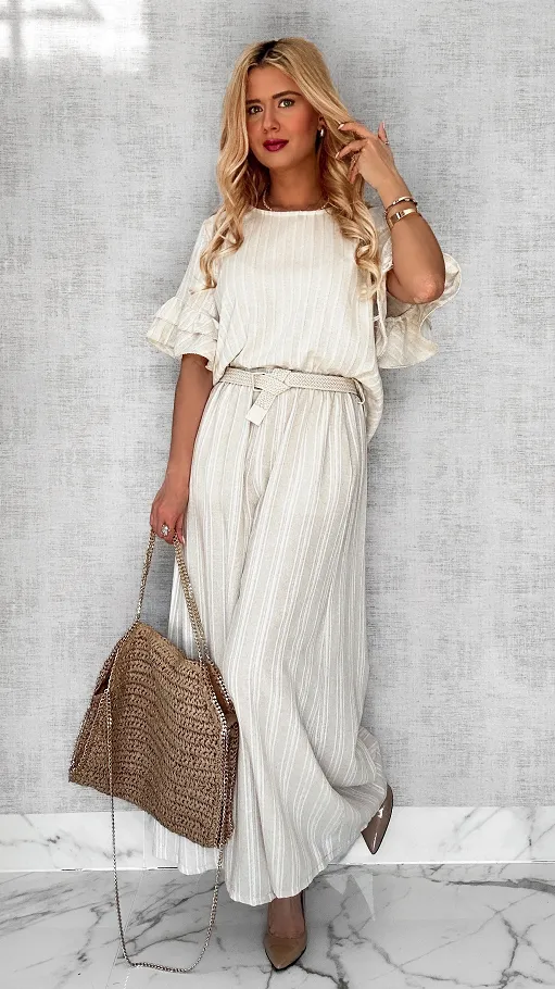 Elegancki letni komplet BOHO ze złotą nitką ONE SIZE - P623
