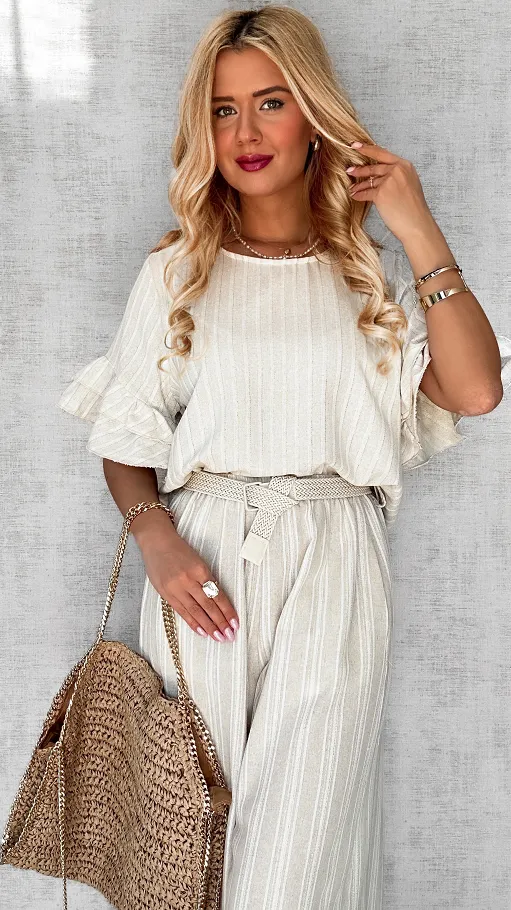 Elegancki letni komplet BOHO ze złotą nitką ONE SIZE - P623