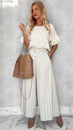 Elegancki letni komplet BOHO ze złotą nitką ONE SIZE - P623