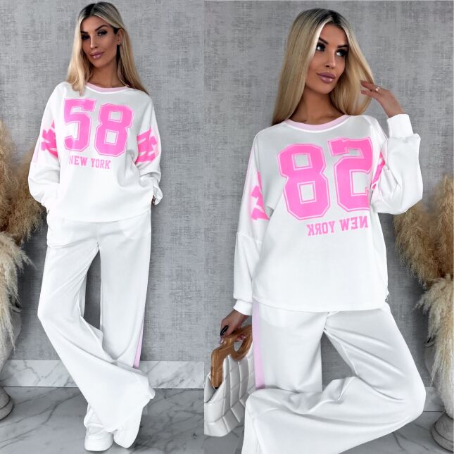 Biały komplet dresowy NEW YORK one size - R669A