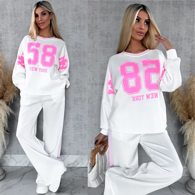 Biały komplet dresowy NEW YORK one size - R669A