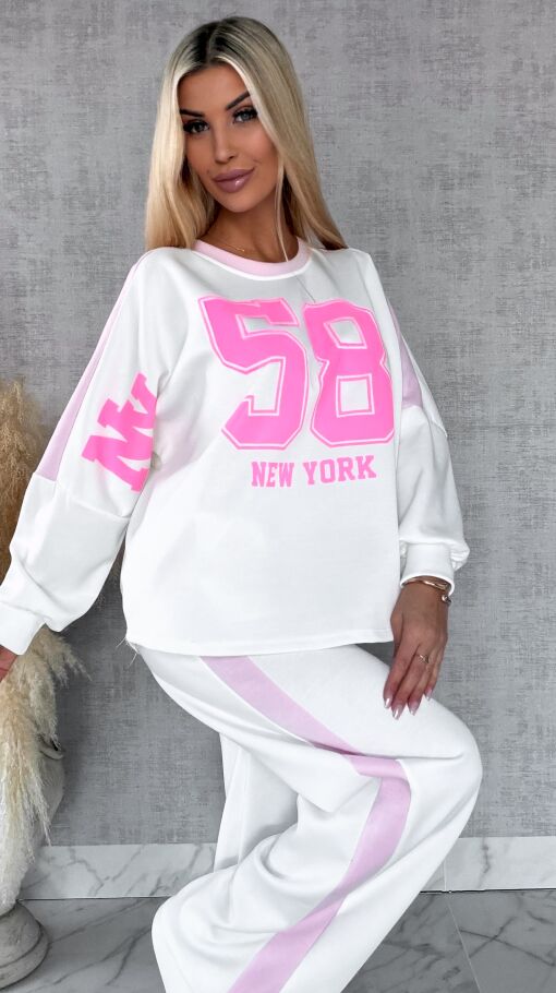Biały komplet dresowy NEW YORK one size - R669A