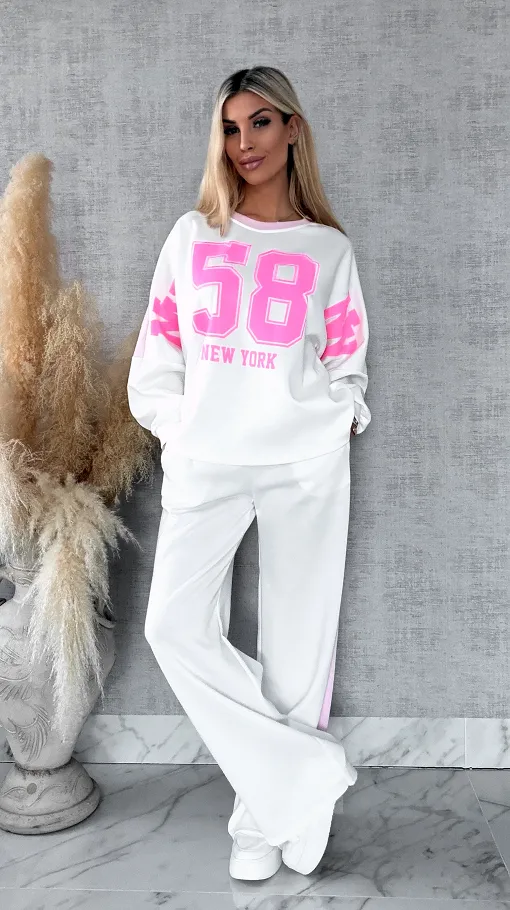 Biały komplet dresowy NEW YORK one size - R669A