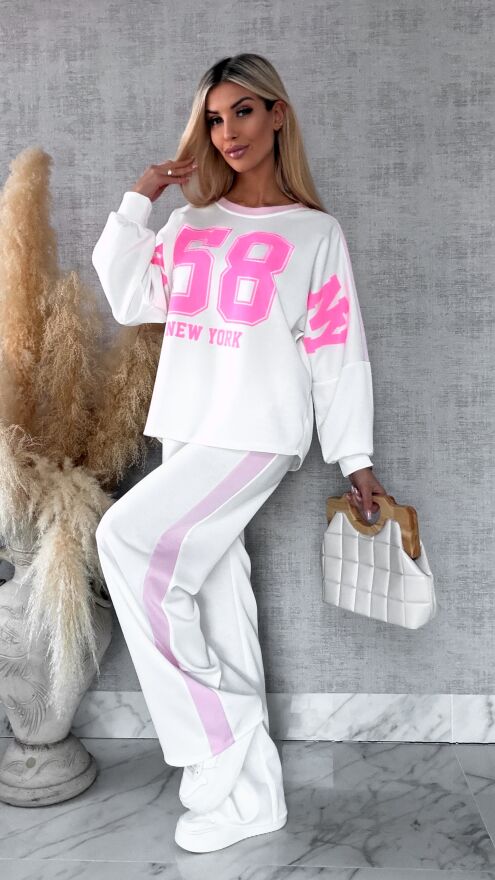 Biały komplet dresowy NEW YORK one size - R669A
