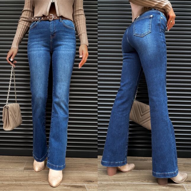 Piękne elastyczne DZWONY super spodnie jeansowe BLUE JEANS - S322