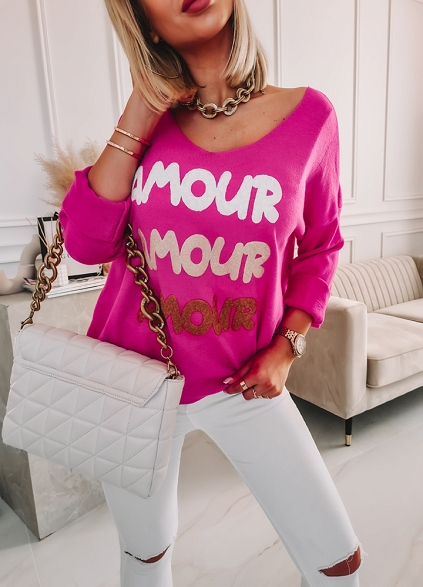 Bluzka sweterkowa AMOUR pink - J815A
