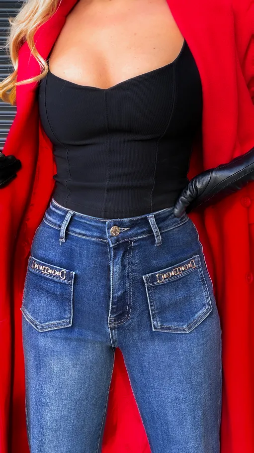 Niebieskie spodnie jeansowe WIDE LEG FIT bardzo elastyczne - R238