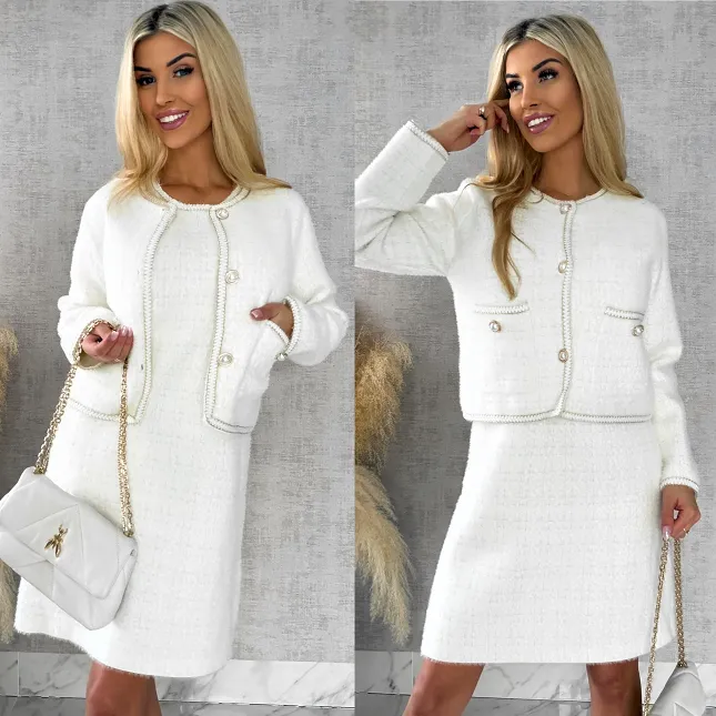 Elegancki komplet na wiosnę marynarka + sukienka ONE SIZE - R535