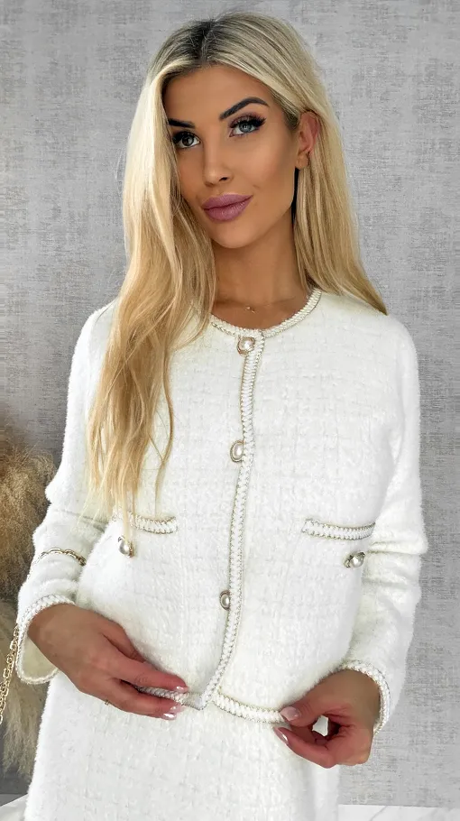 Elegancki komplet na wiosnę marynarka + sukienka ONE SIZE - R535