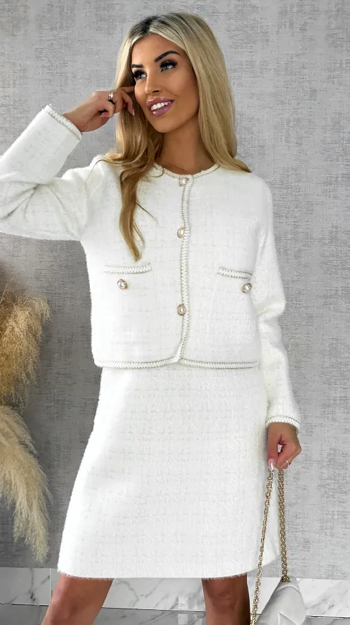 Elegancki komplet na wiosnę marynarka + sukienka ONE SIZE - R535