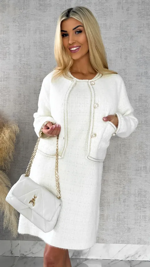 Elegancki komplet na wiosnę marynarka + sukienka ONE SIZE - R535