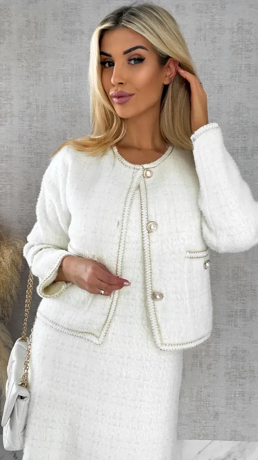 Elegancki komplet na wiosnę marynarka + sukienka ONE SIZE - R535