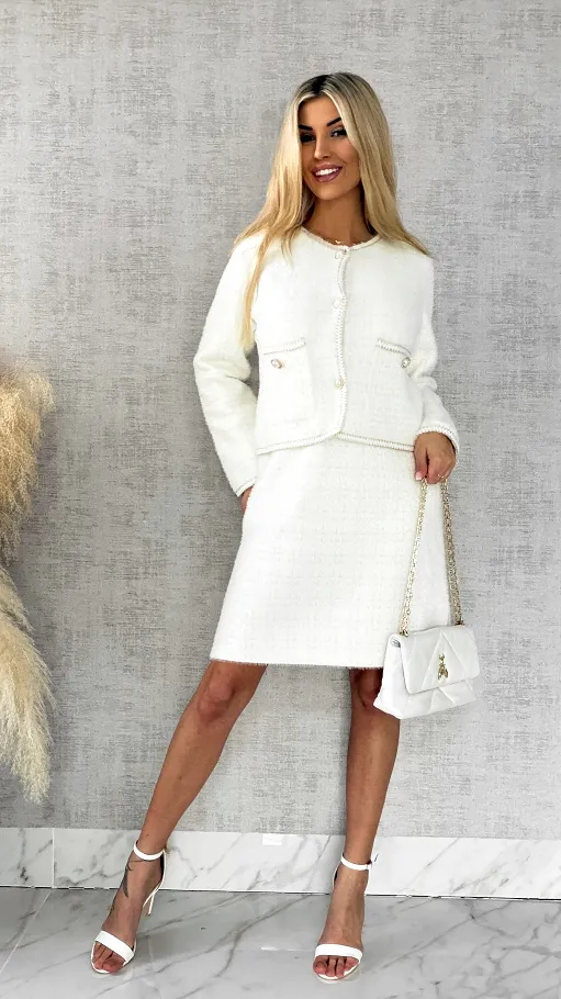 Elegancki komplet na wiosnę marynarka + sukienka ONE SIZE - R535