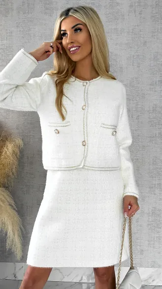 Elegancki komplet na wiosnę marynarka + sukienka ONE SIZE - R535