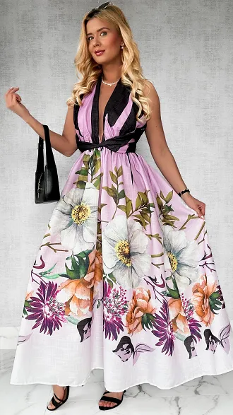Idealna MAXI sukienka na wesele z bawełny - P546