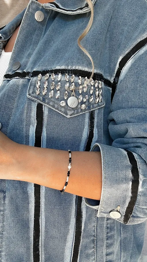 Oryginalna katana jeansowa z czarnym malowaniem ONE SIZE - P561A