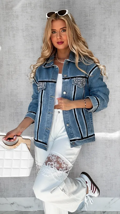 Oryginalna katana jeansowa z czarnym malowaniem ONE SIZE - P561A