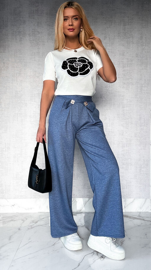 Biała bluzka bawełniana ze świetną aplikacją ONE SIZE - P158A