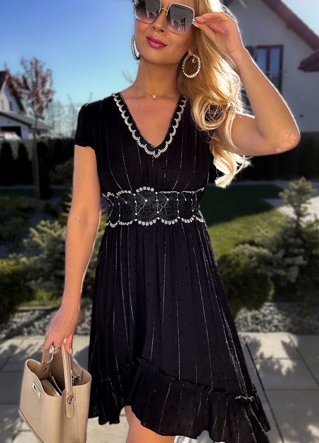 Czarna letnia sukienka z wiskozy - L938