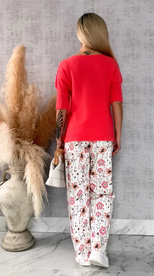 Idealny wiosenny sweter z krótkim rękawem POMARAŃCZ - R660B