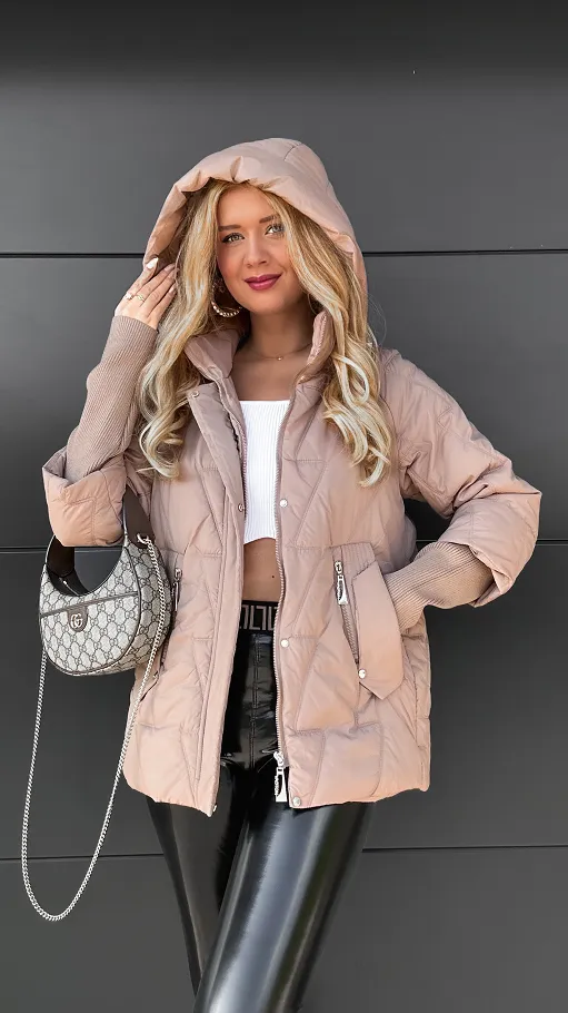 Lekka kurtka zimowa z kapturem i odpinanymi ściągaczami na rękawach FANGO - R012A