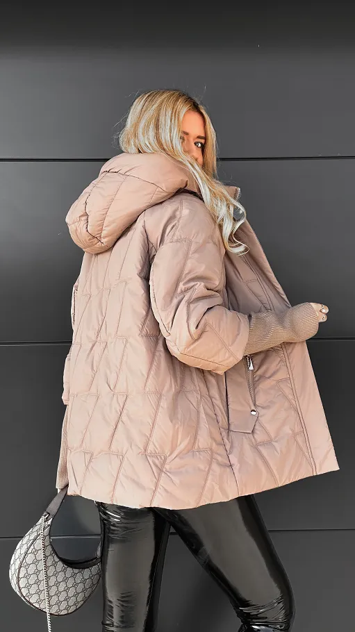 Lekka kurtka zimowa z kapturem i odpinanymi ściągaczami na rękawach FANGO - R012A