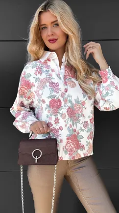 Piękny sweter z wiskozy cały w kwiaty ONE SIZE - R093