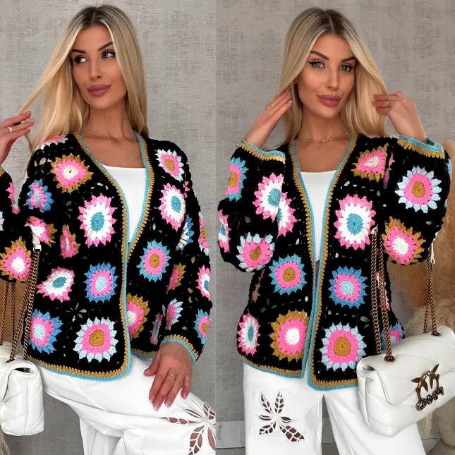 Modny wiosenny KARDIGAN szydełkowy ONE SIZE - R733