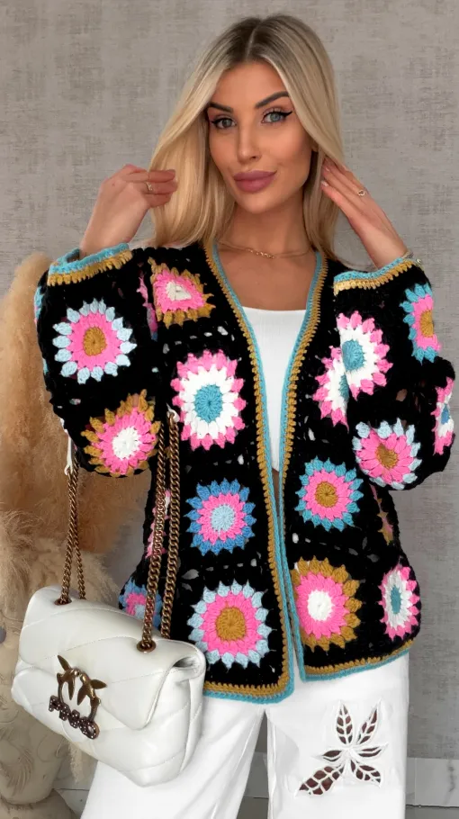 Modny wiosenny KARDIGAN szydełkowy ONE SIZE - R733