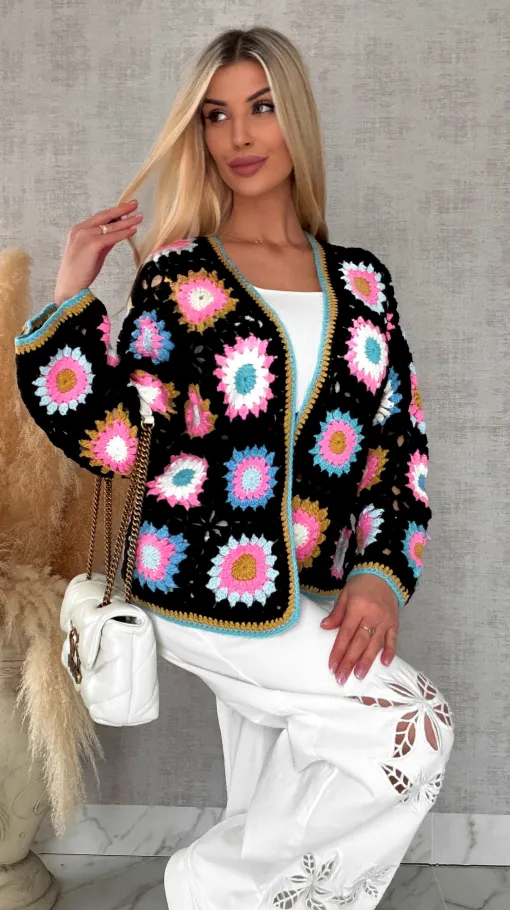 Modny wiosenny KARDIGAN szydełkowy ONE SIZE - R733