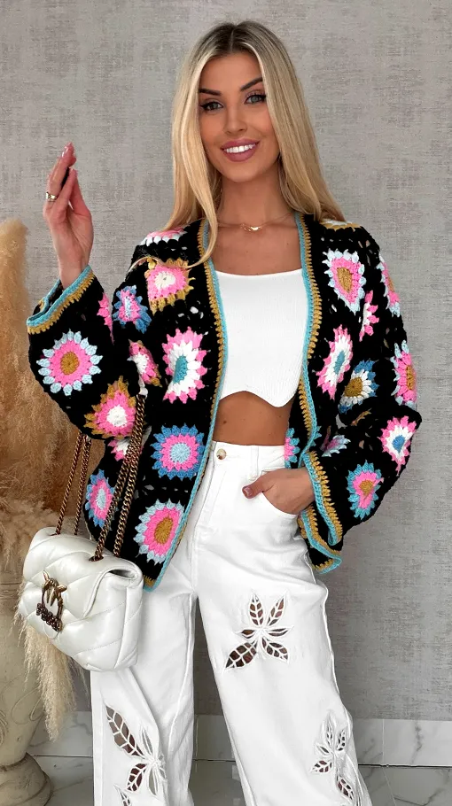 Modny wiosenny KARDIGAN szydełkowy ONE SIZE - R733