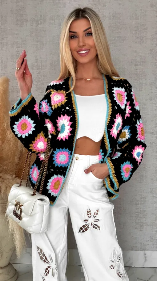 Modny wiosenny KARDIGAN szydełkowy ONE SIZE - R733