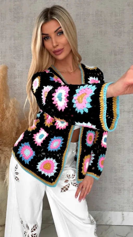 Modny wiosenny KARDIGAN szydełkowy ONE SIZE - R733