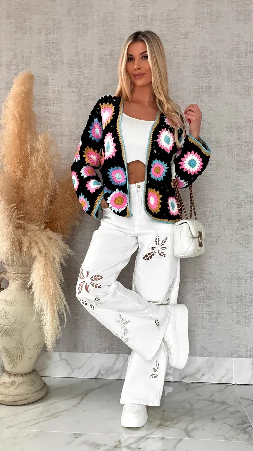 Modny wiosenny KARDIGAN szydełkowy ONE SIZE - R733