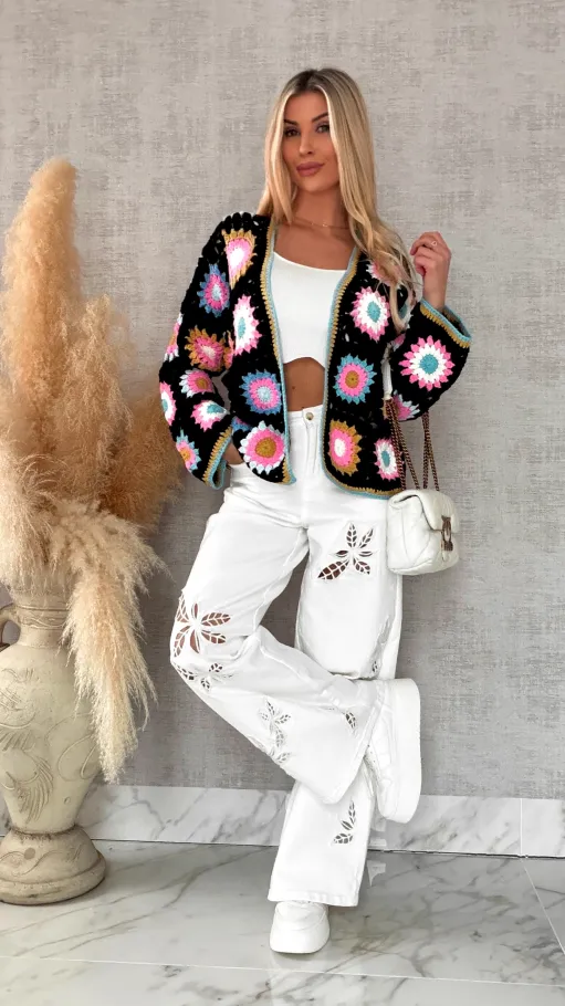 Modny wiosenny KARDIGAN szydełkowy ONE SIZE - R733