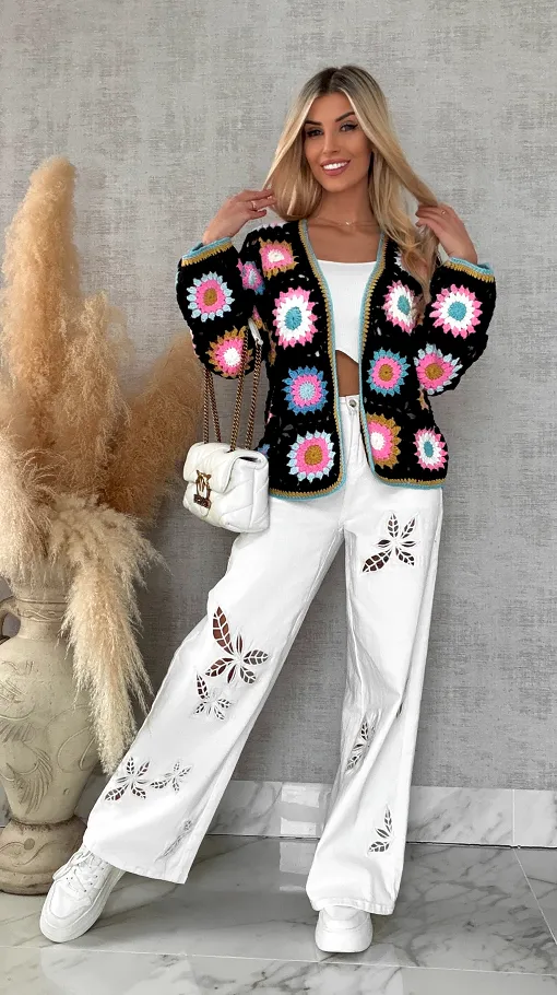 Modny wiosenny KARDIGAN szydełkowy ONE SIZE - R733