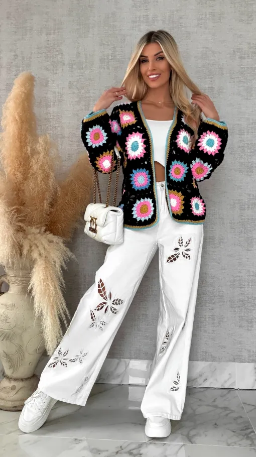 Modny wiosenny KARDIGAN szydełkowy ONE SIZE - R733