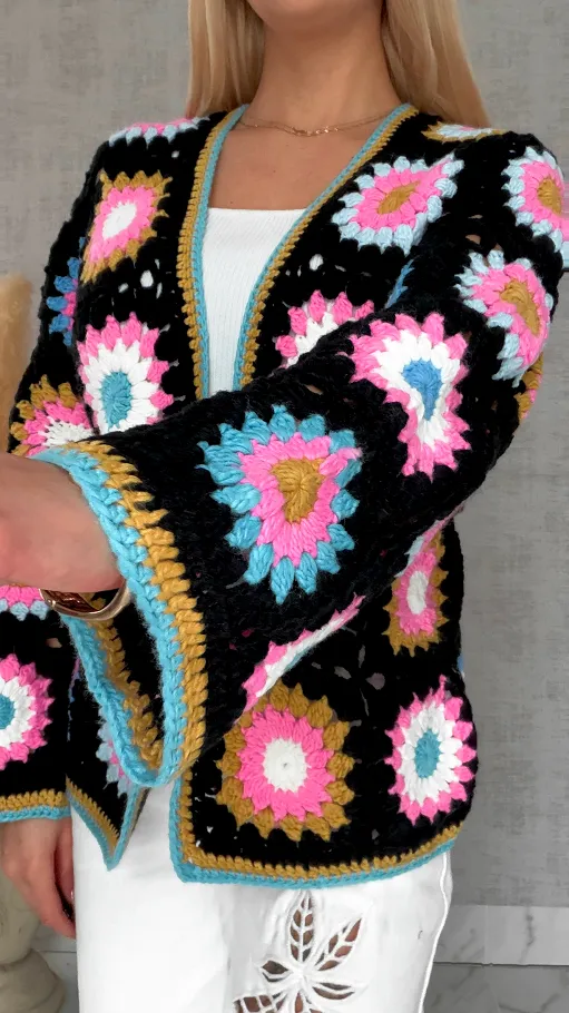 Modny wiosenny KARDIGAN szydełkowy ONE SIZE - R733