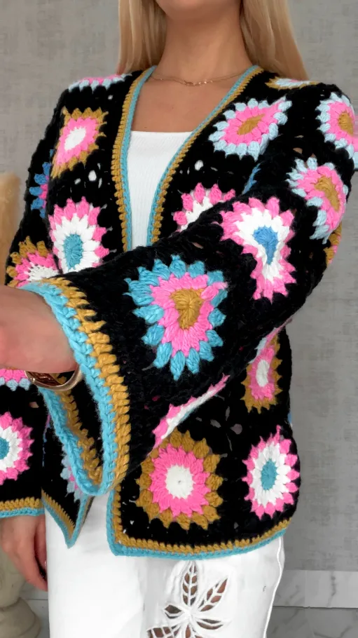 Modny wiosenny KARDIGAN szydełkowy ONE SIZE - R733