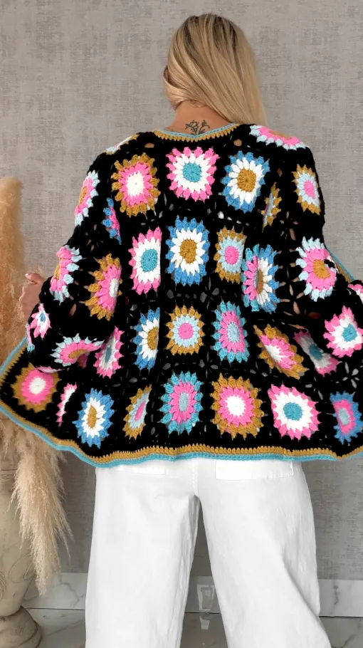 Modny wiosenny KARDIGAN szydełkowy ONE SIZE - R733