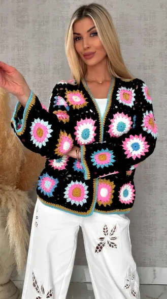 Modny wiosenny KARDIGAN szydełkowy ONE SIZE - R733