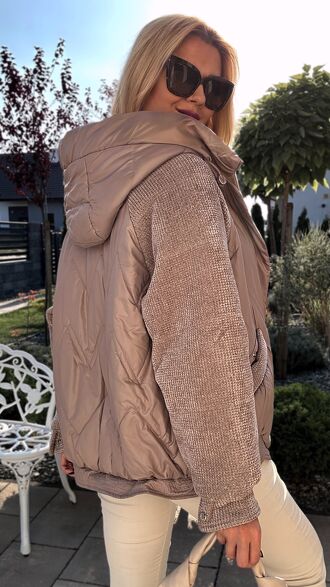 Elegancka kurtka w kolorze FANGO z ozdobnymi rękawami - S313A