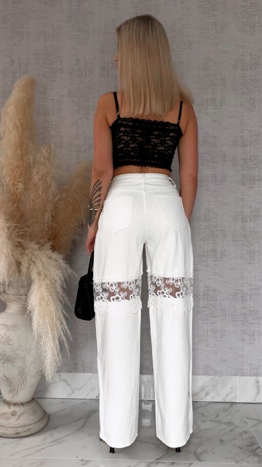 Ekstra koronkowy czarny TOP usztywniany i zdobiony ONE SIZE - R756A