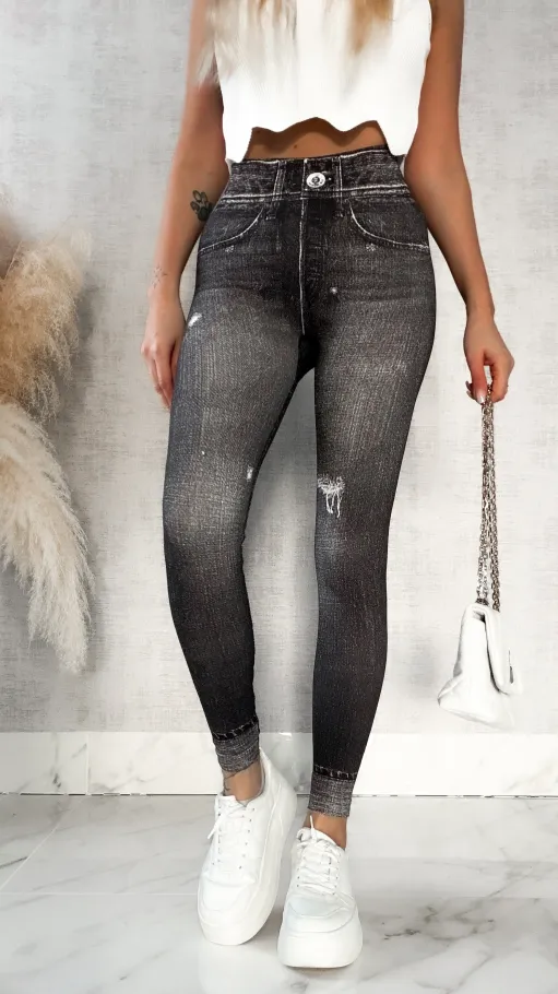 Spodnie leginsy w jeansowym stylu BLACK - P518