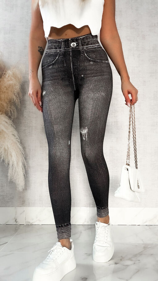 Spodnie leginsy w jeansowym stylu BLACK - P518
