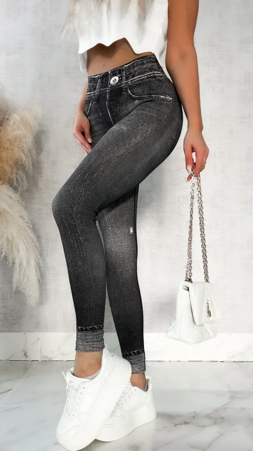 Spodnie leginsy w jeansowym stylu BLACK - P518